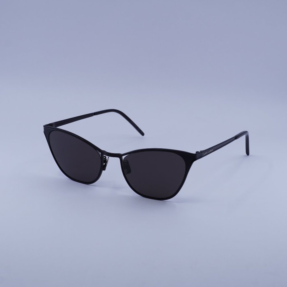 Saint Laurent SL409 002 Sunglasses Black Cat Eye Frame, Black Lenses